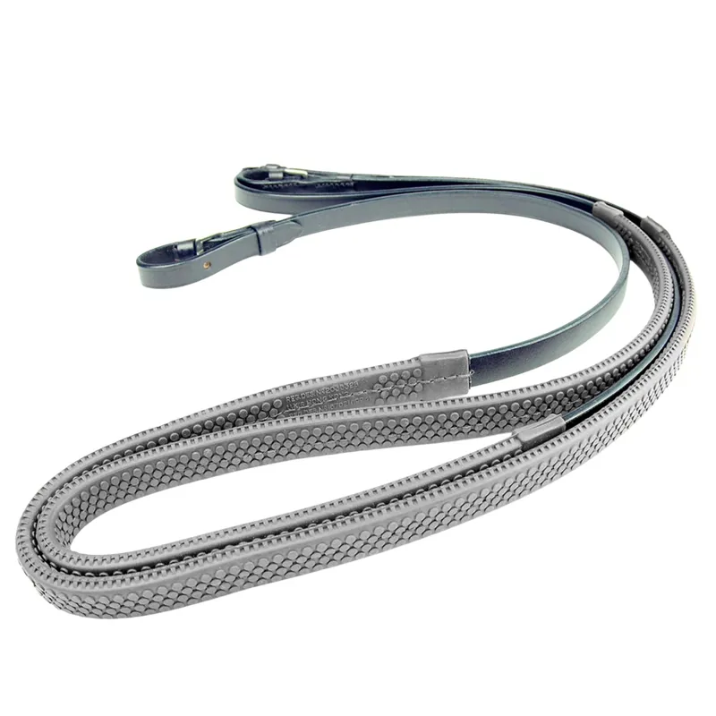 Dever Classic Hook Stud Rubber Grip Reins - Black