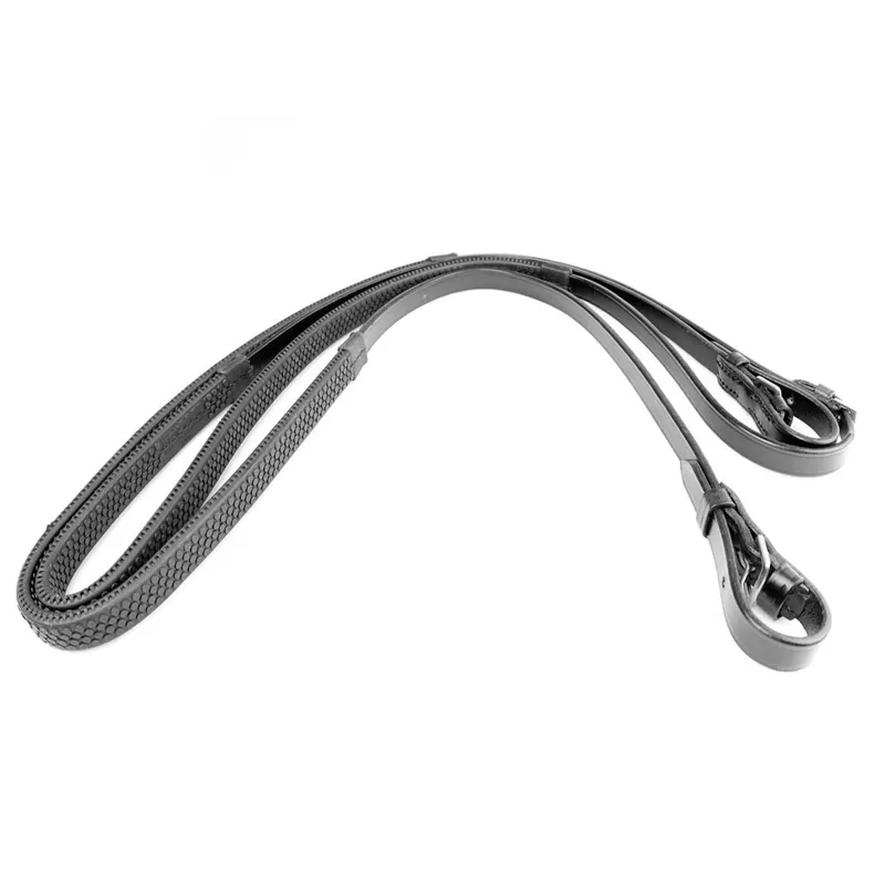 Dever Classic Hook Stud Rubber Grip Reins - Black-2