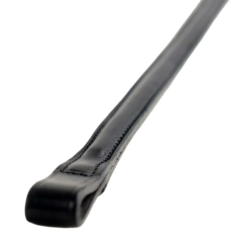 Dever Ascot Plain Raised Leather Browband - Black-1