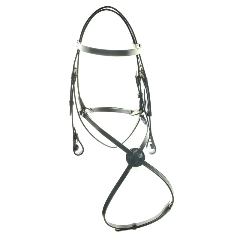 Dever Ascot Comfort High Ring Mexican Grackle Bridle - Black