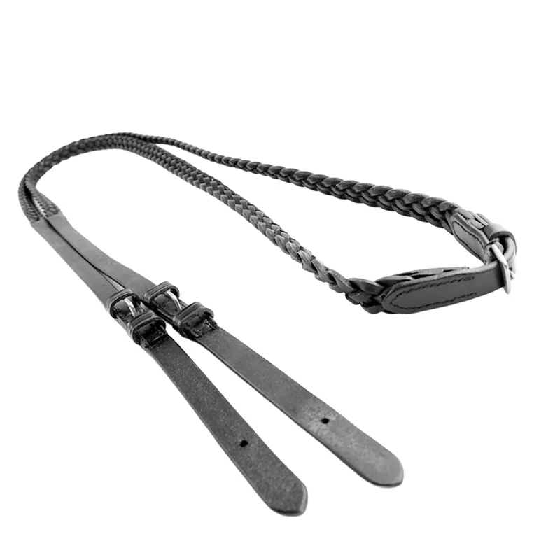 Dever Ascot Plaited Reins - Black