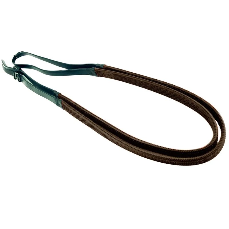 Dever Ascot Pony Race Rubber Reins - Brown