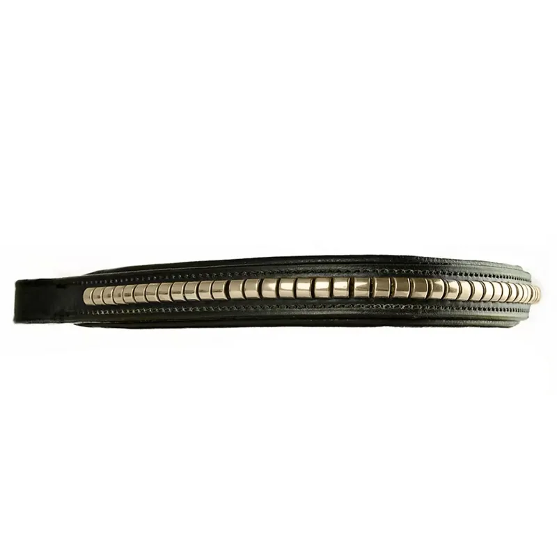 Dever Platinum Rounded Clincher Browband - Black/Brass