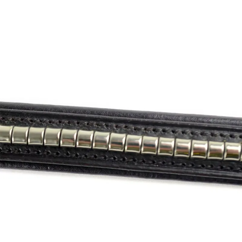 Dever Platinum Rounded Clincher Browband - Black/Silver-1