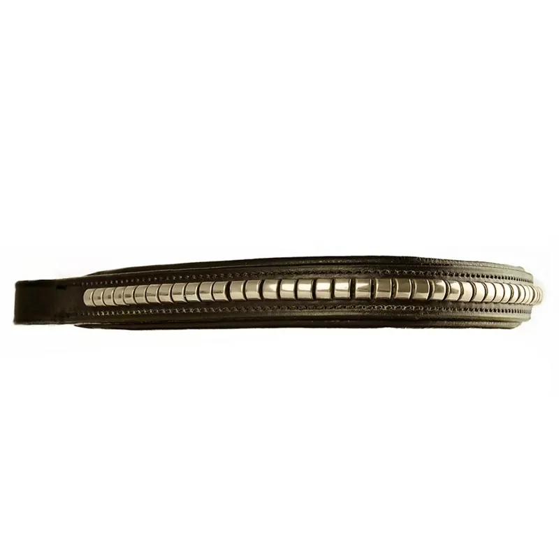 Dever Platinum Rounded Clincher Browband - Brown/Brass