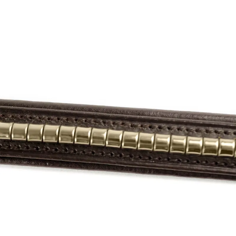 Dever Platinum Rounded Clincher Browband - Brown/Brass-1