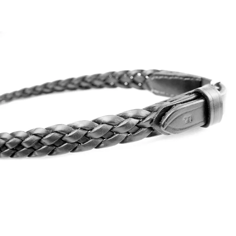 Dever Platinum Leather Plaited Reins - Black-2