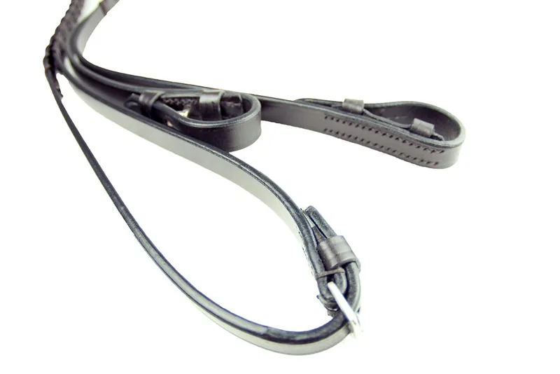 Dever Classic Laced Leather Reins - Black-2
