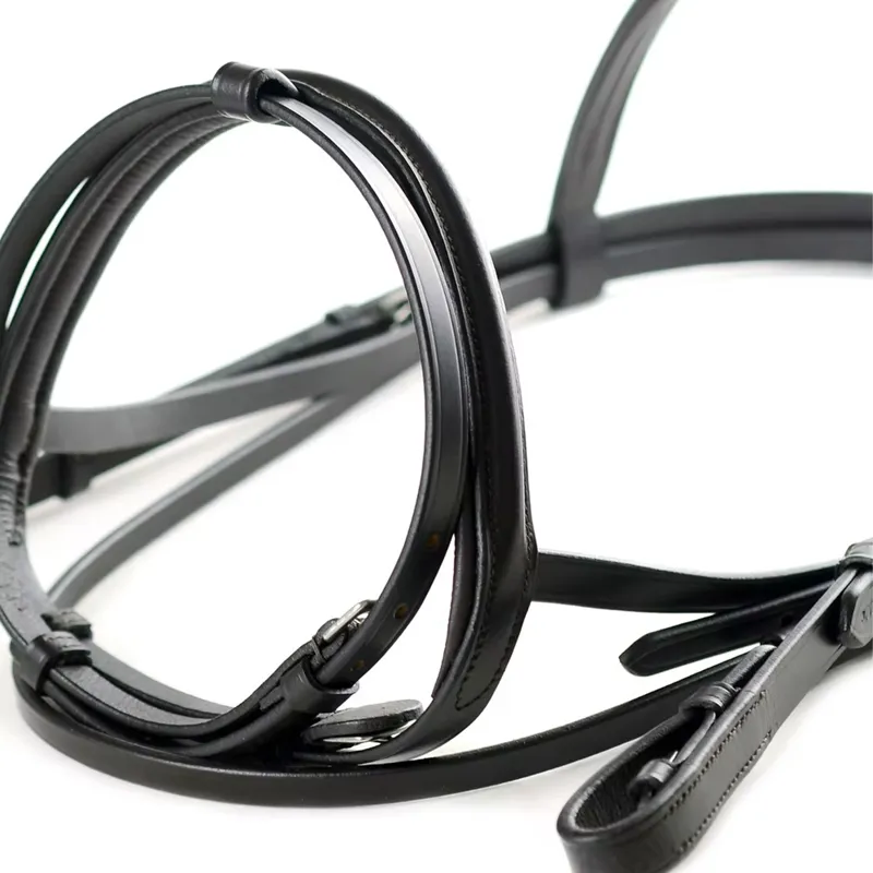 Dever Ascot Padded Flash Bridle - Black-2
