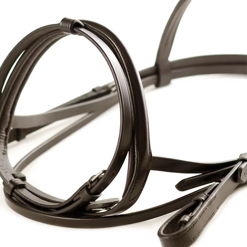 Dever Ascot Padded Flash Bridle - Brown-2