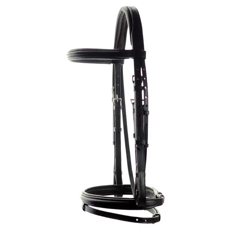 Dever Ascot Comfort Padded Flash Bridle - Black