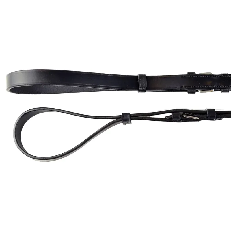 Dever Ascot Leather/Elastic Side Reins - Black-1