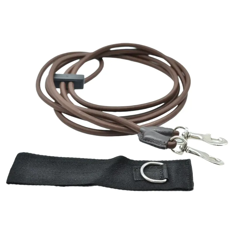 Dever Ascot Elastic Training Reins - Brown