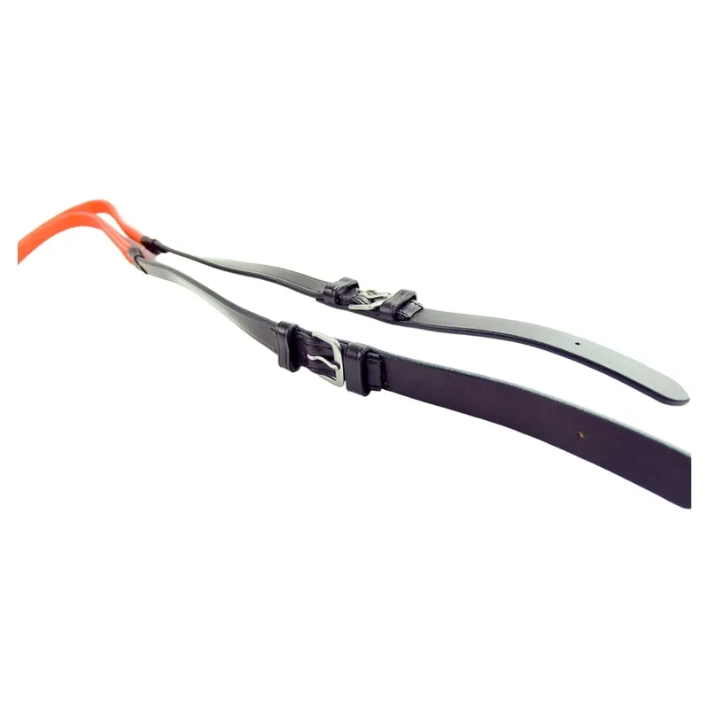 Dever Ascot Flat Rubber Race Reins - Orange-2