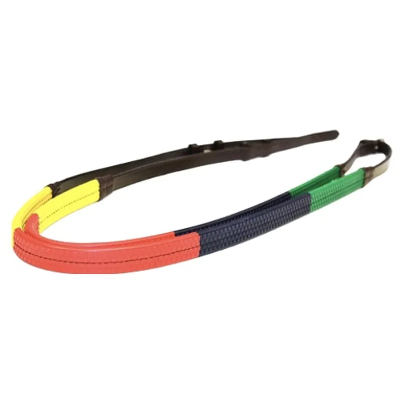 Dever Ascot Rubber Grip Rainbow Reins - Brown