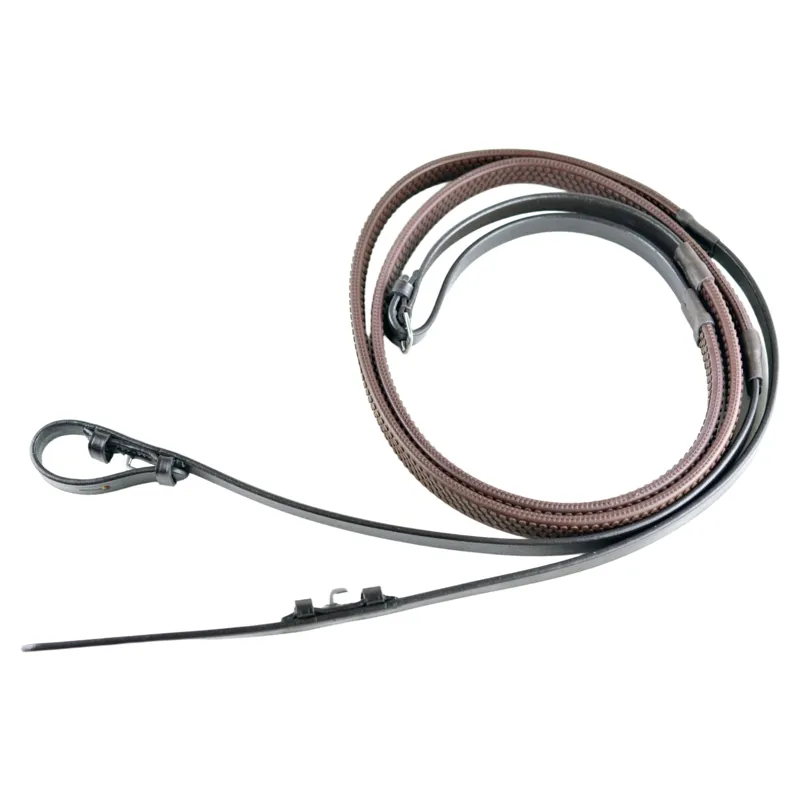 Dever Ascot Rubber Grip Reins - Brown