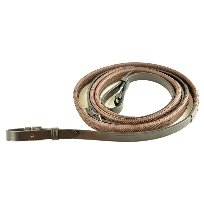 Dever Classic Rubber Grip Race Reins - Brown