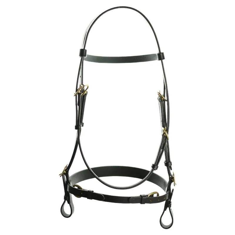 Dever Platinum In Hand Plain Cavesson Bridle - Brown-2