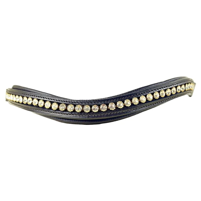 Dever Platinum Shaped Single Row Diamante Browband - Brown