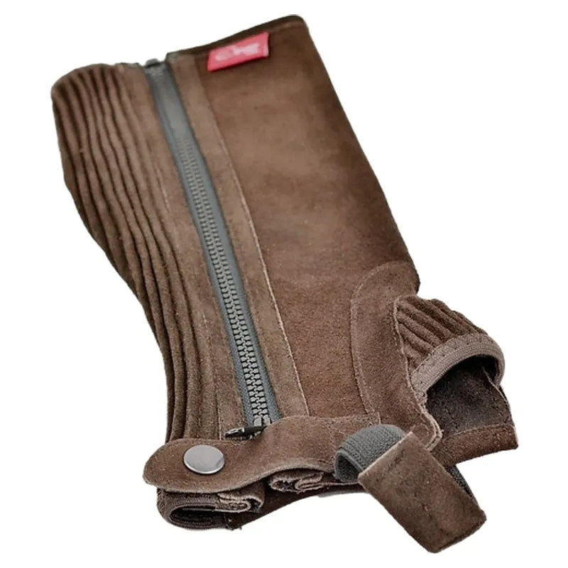 Dever Suede Leather Adult Unisex Half Chaps - Brown-1