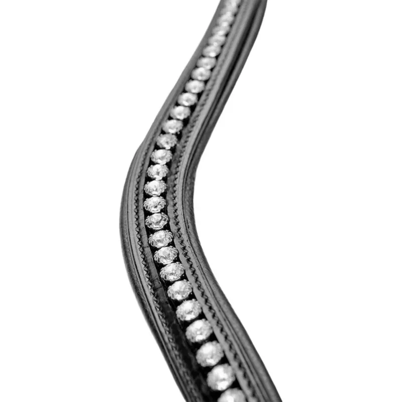 Dever Platinum Shaped Single Row Diamante Browband - Black-1